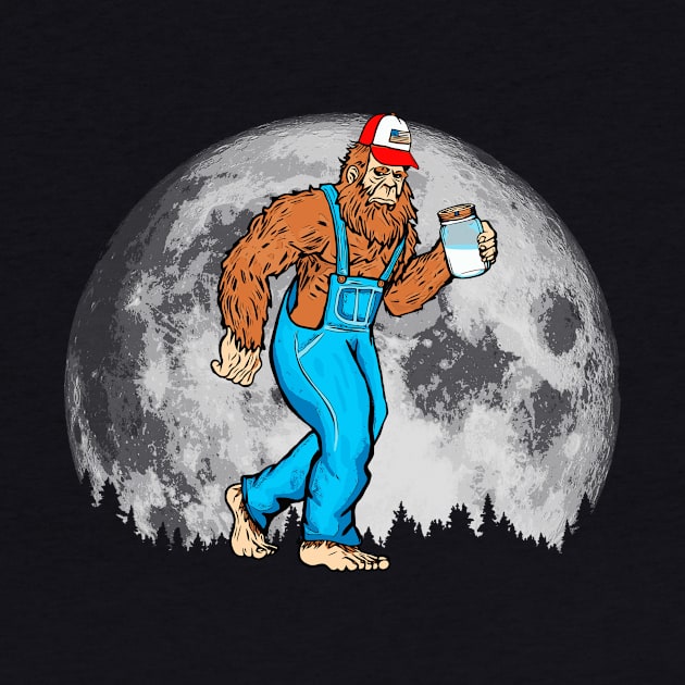Appalachian Moonshine Bigfoot Full Moon & Overalls Sasquatch by GIANTSTEPDESIGN